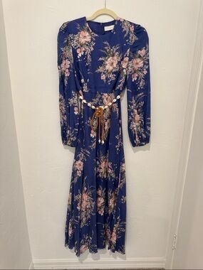 Zimmerman Moonshine Floral Maxi Dress with Shell Belt- Size 1